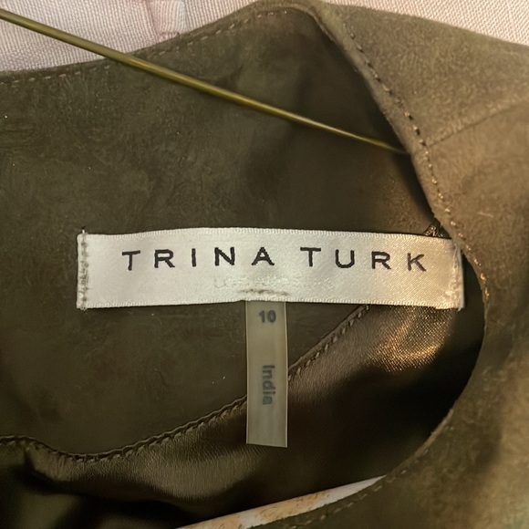 Trina Turk suede dress in olive green - Picture 4 of 7